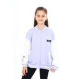 Toontoy Kız Çocuk Kolej Yaka Çıtçıt Kapama Cepli Düşük Omuz Nakış Baskılı Renk Bloklu Örme Hırka - 2