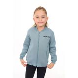 Toontoy Kız Çocuk Kolej Yaka Fermuarlı Cepli Düşük Omuz Nakış Baskılı Örme Hırka - 2 İplik Şardonlu