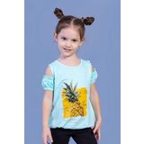 Toontoy Kız Çocuk Kolları Detaylı Ananas Baskılı Tişört
