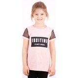 Toontoy Kız Çocuk Kolları Fileli Baskılı T-Shirt - 5 Yaş - Pembe Melanj