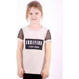 Toontoy Kız Çocuk Kolları Fileli Baskılı T-Shirt - 7 Yaş - Kahverengi