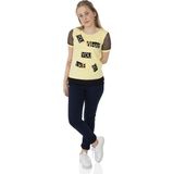 Toontoy Kız Çocuk Kolları Fileli Yazı Baskılı T-shirt - 8 Yaş - Sarı