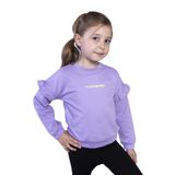 Toontoy Kız Çocuk Kolları Fırfır Detaylı Nakışlı Sweatshirt Lila 2 YAŞ
