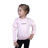 Toontoy Kız Çocuk Kolları Fırfır Detaylı Nakışlı Sweatshirt Pudra 1 YAŞ