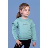Toontoy Kız Çocuk Kolları Fırfır Detaylı Nakışlı Sweatshirt Yeşil 1 YAŞ