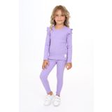 Toontoy Kız Çocuk Kolları Fırfırlı Taytlı Takım Lila 6 YAŞ