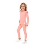 Toontoy Kız Çocuk Kolları Fırfırlı Taytlı Takım Somon 3 YAŞ