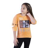 Toontoy Kız Çocuk Kolları Kesik Detaylı Baskılı Tişört Turuncu 10 YAŞ