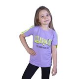Toontoy Kız Çocuk Kolları Şerit Detaylı Baskılı Tişört - 8 Yaş - Lila