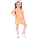 Toontoy Kız Çocuk Komple Baskılı Elbise Oranj 3 YAŞ