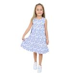 Toontoy Kız Çocuk Komple Desenli Elbise Mavi 6 YAŞ