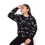 Toontoy Kız Çocuk Komple Gülen İfade Baskılı Sweatshirt