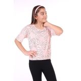 Toontoy Kız Çocuk Komple Gülen Yüz Baskılı Tişört - 6 - 7 Yaş - Pudra