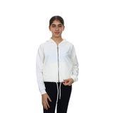 Toontoy Kız Çocuk Komple Kalp Baskılı Kapüşonlu Hırka Ekru 12-13 YAŞ