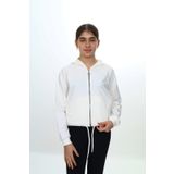 Toontoy Kız Çocuk Komple Kalp Baskılı Kapüşonlu Hırka Ekru 8-9 YAŞ