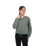 Toontoy Kız Çocuk Komple Kalp Baskılı Kapüşonlu Hırka Yeşil 12-13 YAŞ