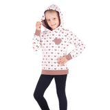Toontoy Kız Çocuk Komple Kalp Desenli Sweatshirt - 5 Yaş - Ekru