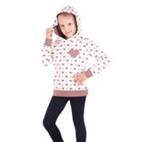 TOONTOY Kız Çocuk Komple Kalp Desenli Sweatshirt, 6 Yaş, 16204-, Ekru, kız-çocuk