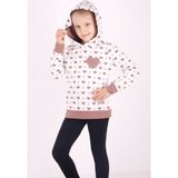 Toontoy Kız Çocuk Komple Kalp Desenli Sweatshirt - 7 Yaş - Ekru
