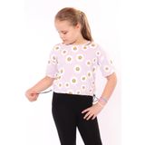 Toontoy Kız Çocuk Komple Papatya Baskılı Tişört - 6 - 7 Yaş - Açık Lila