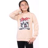Toontoy Kız Çocuk Köpek Figür Baskılı Sweatshirt - Bej