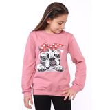 Toontoy Kız Çocuk Köpek Figür Baskılı Sweatshirt Gül Kurusu 12-13 YAŞ