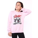Toontoy Kız Çocuk Köpek Figür Baskılı Sweatshirt Pembe 6-7 YAŞ