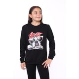 Toontoy Kız Çocuk Köpek Figür Baskılı Sweatshirt Siyah 6-7 YAŞ