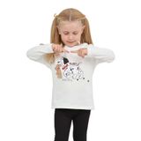 TOONTOY Kız Çocuk Köpekli Ayı Baskılı Sweatshirt, 3 Yaş, 24801, Ekru, kız-çocuk