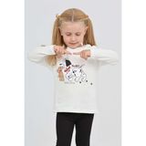 Toontoy Kız Çocuk Köpekli Ayı Baskılı Sweatshirt - 3 Yaş - Ekru