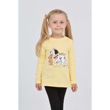 Toontoy Kız Çocuk Köpekli Ayı Baskılı Sweatshirt - 4 Yaş - Açık Sarı
