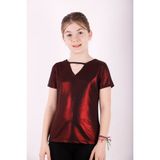 Toontoy Kız Çocuk Kum Varaklı T-Shirt Bordo 8 Yaş K-205