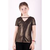 Toontoy Kız Çocuk Kum Varaklı T-Shirt Sarı 8 Yaş K-205