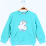 Toontoy Kız Çocuk Kuzu Baskılı Sweatshirt - 1 Yaş - Mint