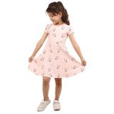 TOONTOY Kız Çocuk Lale Baskılı Volanlı Elbise, 3 Yaş, 22497, Pudra, Kız Çocuklar