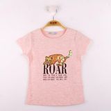 Toontoy Kız Çocuk Leopar Baskılı Pullu Tişört Pembe 6 YAŞ