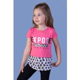 Toontoy Kız Çocuk Leopar Desenli Poplin Detaylı Tişört