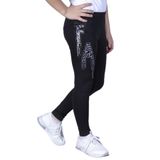 Toontoy Kız Çocuk Leopar Desenli Taşlı Tayt - 8 Yaş - Gri