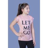 Toontoy Kız Çocuk Let Me Go Baskılı T-Shirt - 12 Yaş - Pudra