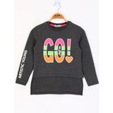Toontoy Kız Çocuk Letis Go Baskılı T-Shirt - 10 Yaş - Antrasit