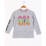 Toontoy Kız Çocuk Letis Go Baskılı T-Shirt - 8 Yaş - Gri Melanj