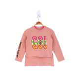 Toontoy Kız Çocuk Letis Go Baskılı Tişört - 10 Yaş - Gül Kurusu