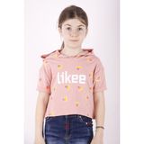 Toontoy Kız Çocuk Likee Baskılı Kapüşonlu T-Shirt - 6 Yaş - Somon