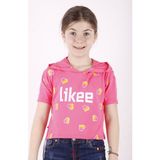 Toontoy Kız Çocuk Likee Baskılı Kapüşonlu T-Shirt - 8 Yaş - Fuşya