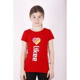 Toontoy Kız Çocuk Likee Baskılı T-Shirt - 5 Yaş - Kırmızı
