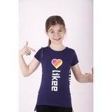 Toontoy Kız Çocuk Likee Baskılı T-Shirt - 8 Yaş - Lacivert