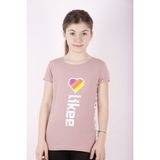 Toontoy Kız Çocuk Likee Baskılı T-Shirt - 8 Yaş - Somon
