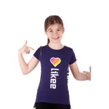 TOONTOY Kız Çocuk Likee Baskılı Tişört 8 Yaş, 8 Yaş, 11052-, Lacivert, Kız çocuk