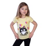 TOONTOY Kız Çocuk Likee Kedi Baskılı Tişört 3 Yaş, 3 Yaş, 11122-, Sarı, Kız Çocuklar