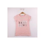 TOONTOY Kız Çocuk Love Baskılı Tişört 5 Yaş, 5 Yaş, 10681-1, Pembe, Kız Çocuklar